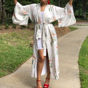 Traditional white kimono with floral detail